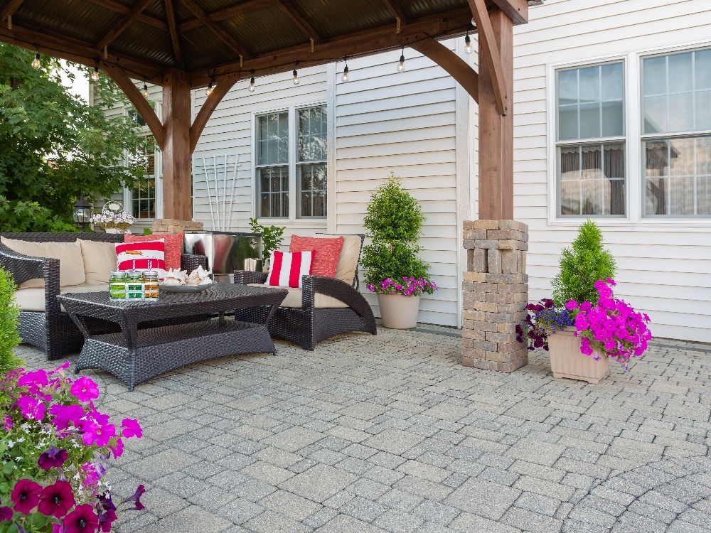 Classic patio with pavers and gazebo